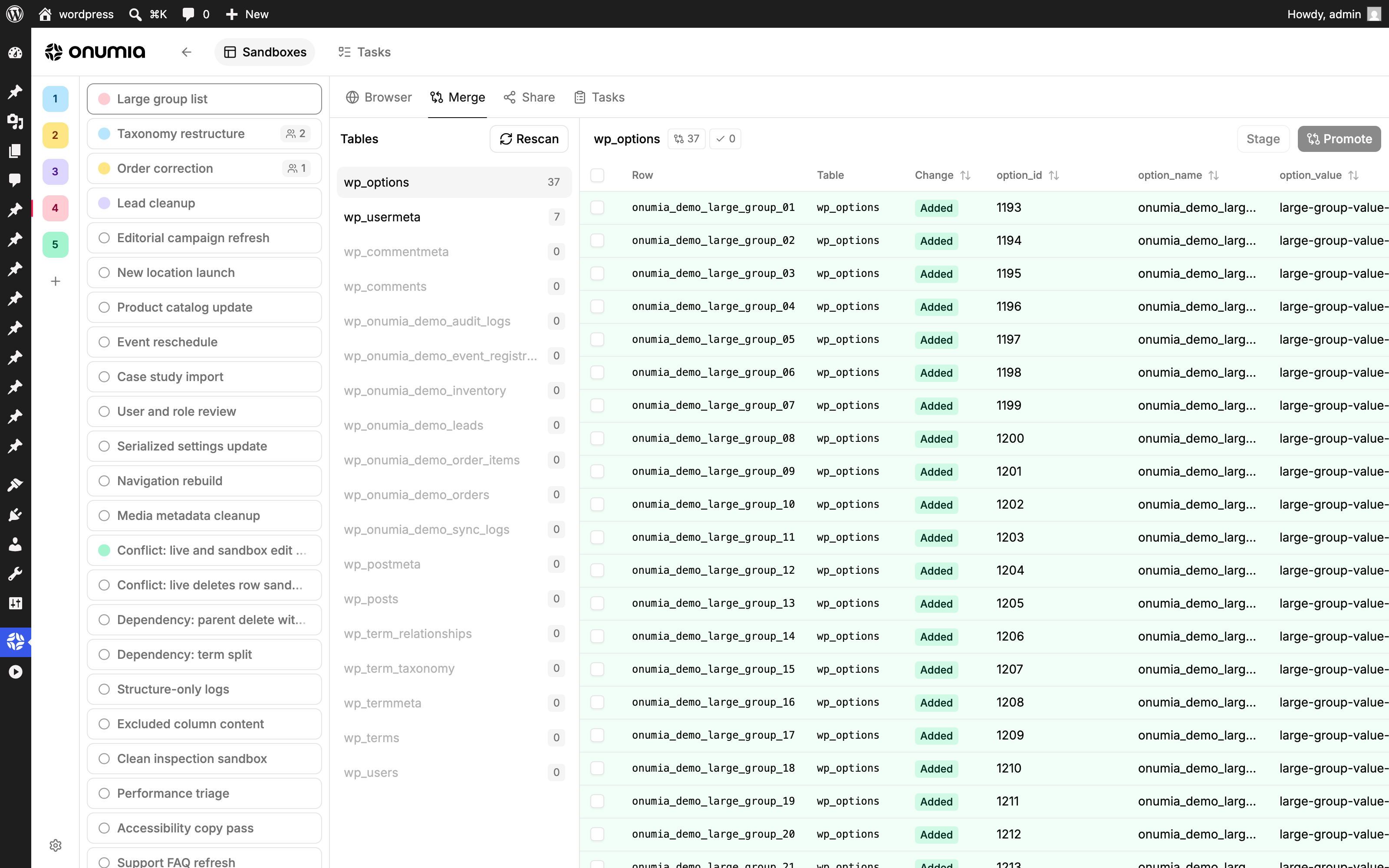 Merge review in the Pro workspace
